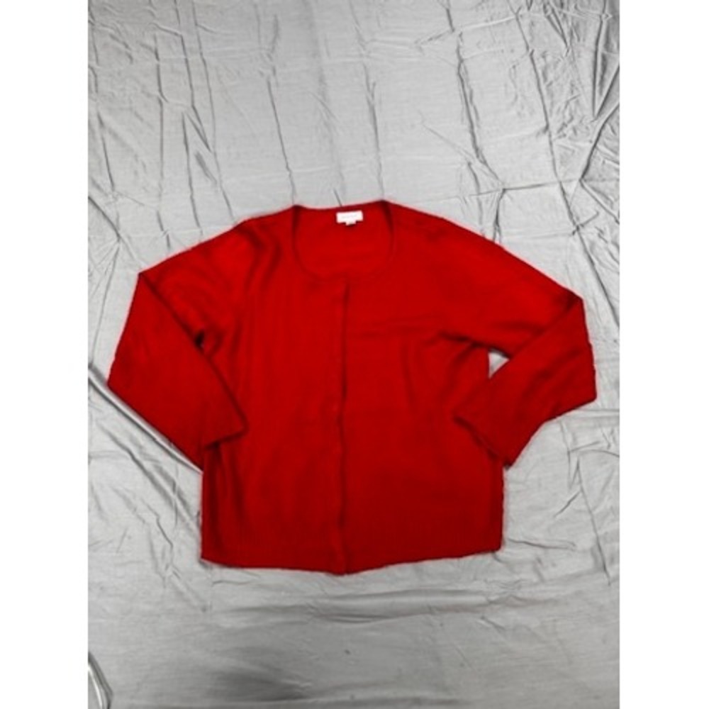 Avenue Womens Red Button Down Cardigan Sweater Size 18/20 Long Sleeve Knit